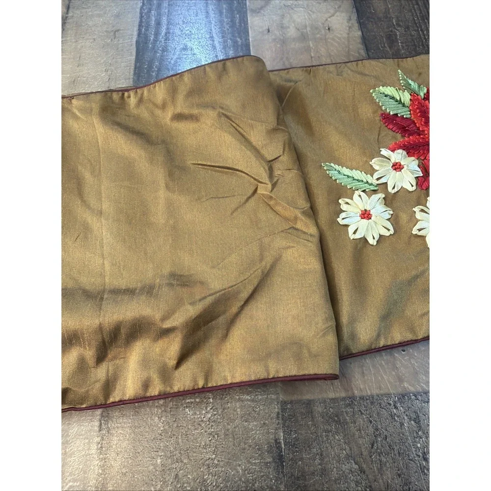 Jabara Group Embroidered Poinsettia Table Runner 12x68